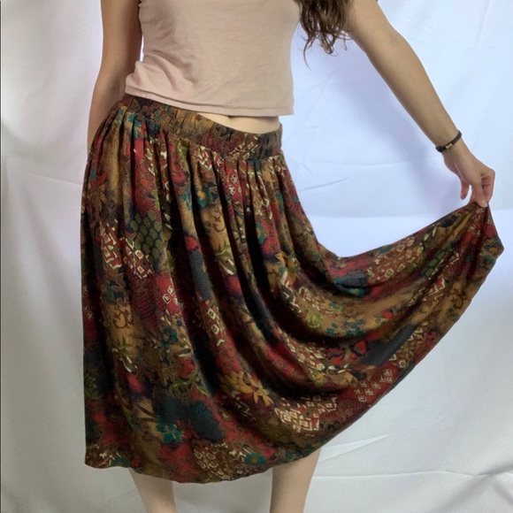 Vintage Dresses & Skirts - Vintage Tribal/Floral Maren Skirt